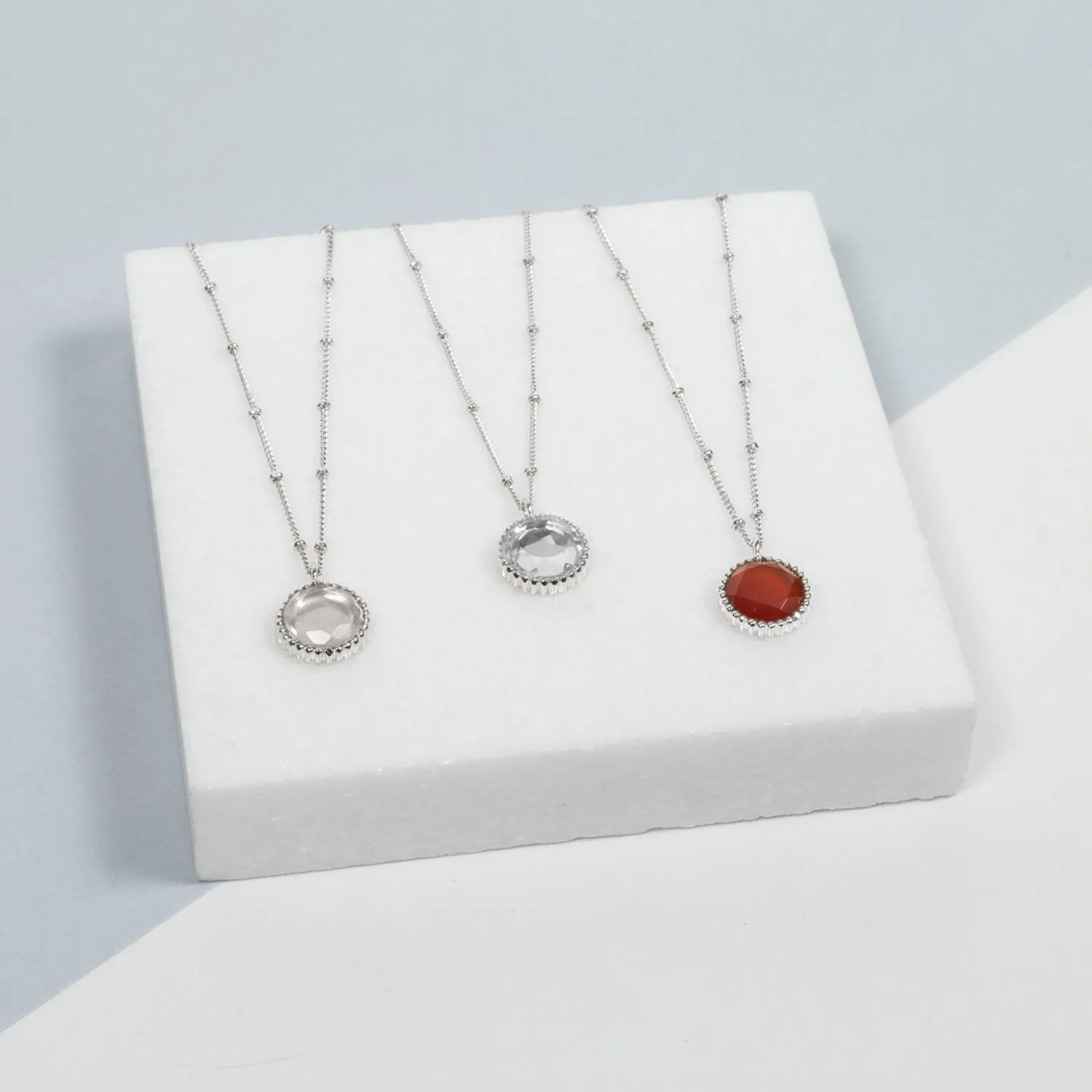 Barcelona Silver July Carnelian Birthstone Necklace