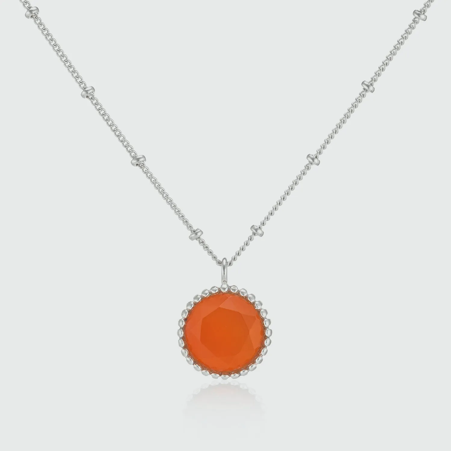 Barcelona Silver July Carnelian Birthstone Necklace