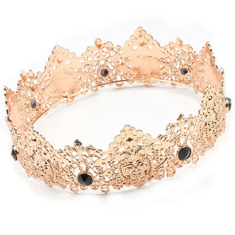 Baroque Gold Royal Queen King Crown Full Round