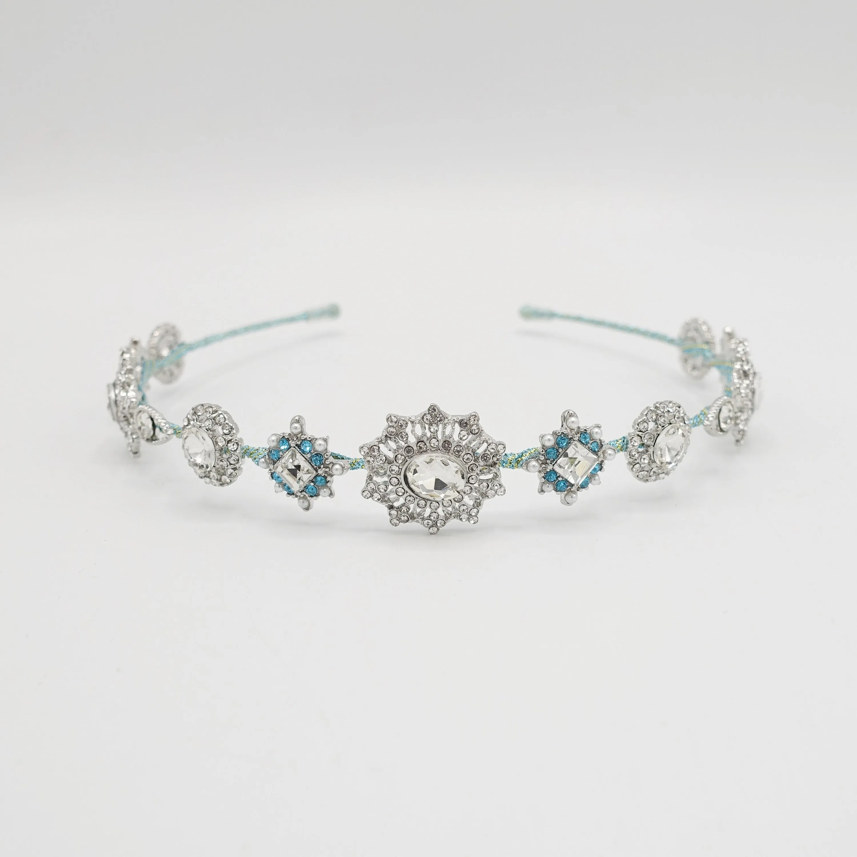 baroque pattern rhinestone embellished metal thin headband