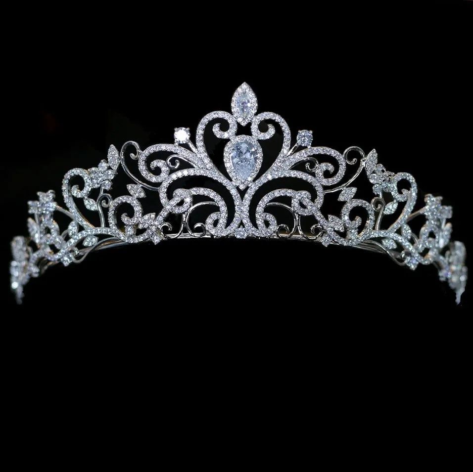 Beautiful Royal Zirconia CZ Bridal Tiara Crystal Crown