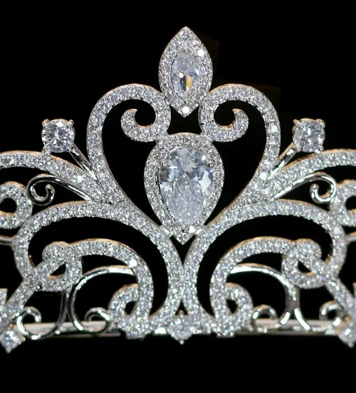 Beautiful Royal Zirconia CZ Bridal Tiara Crystal Crown