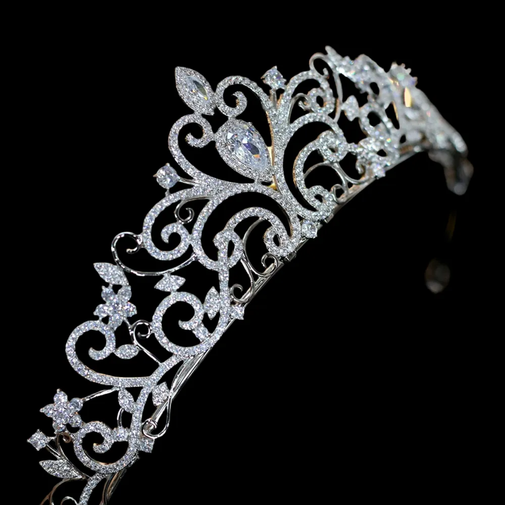 Beautiful Royal Zirconia CZ Bridal Tiara Crystal Crown