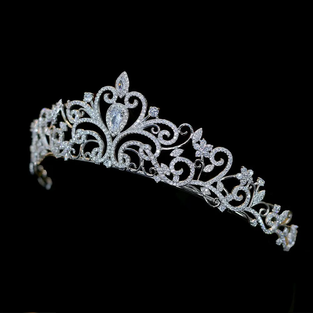 Beautiful Royal Zirconia CZ Bridal Tiara Crystal Crown