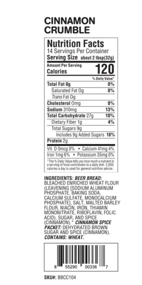Beer Bread Mix: Cinnamon Crumble
