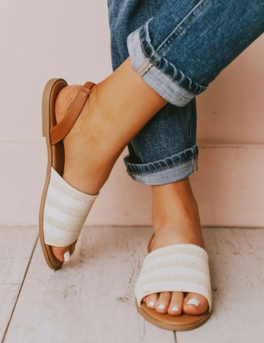 Beige Knit Sandals