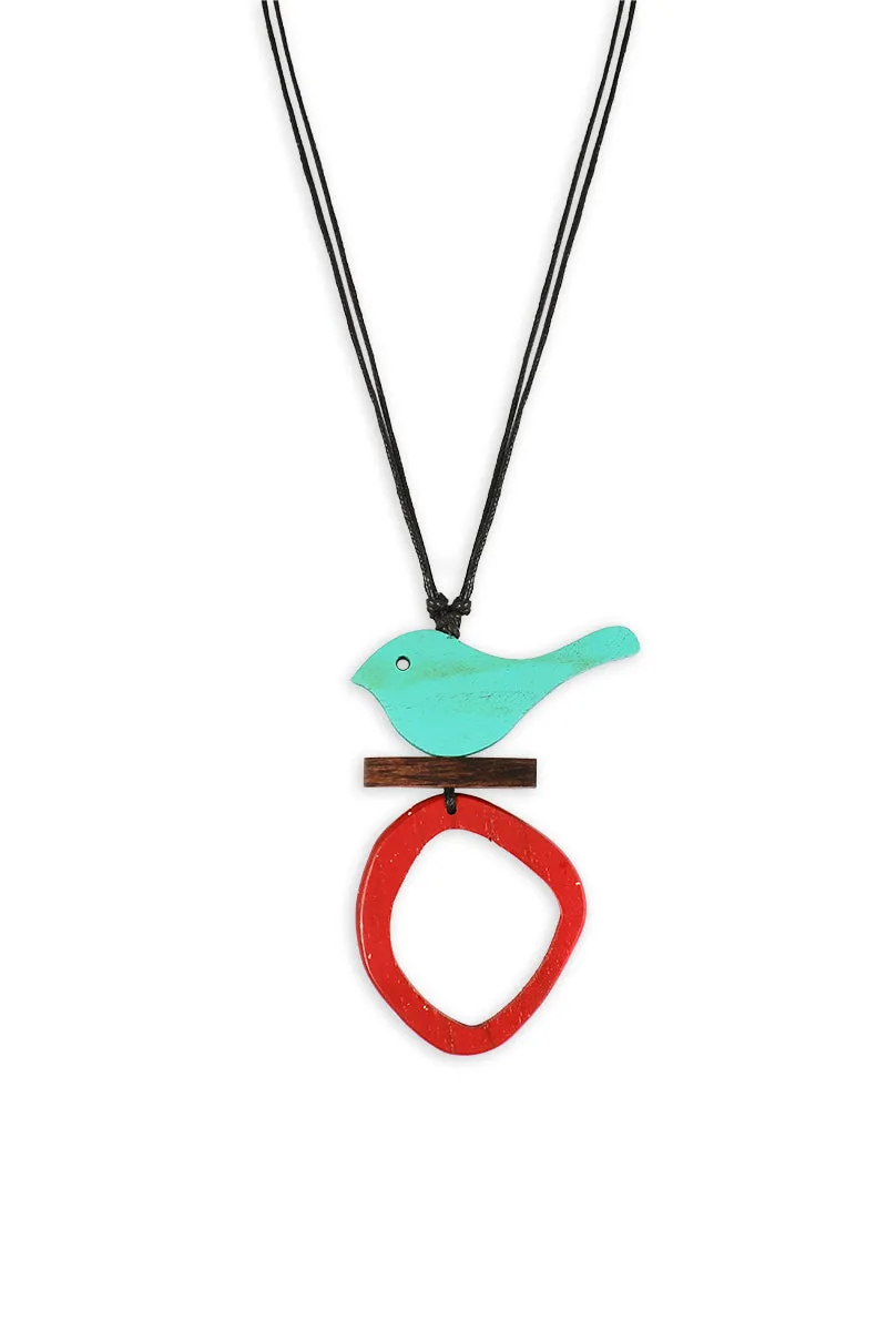 Bird & Loop Wooden Necklace