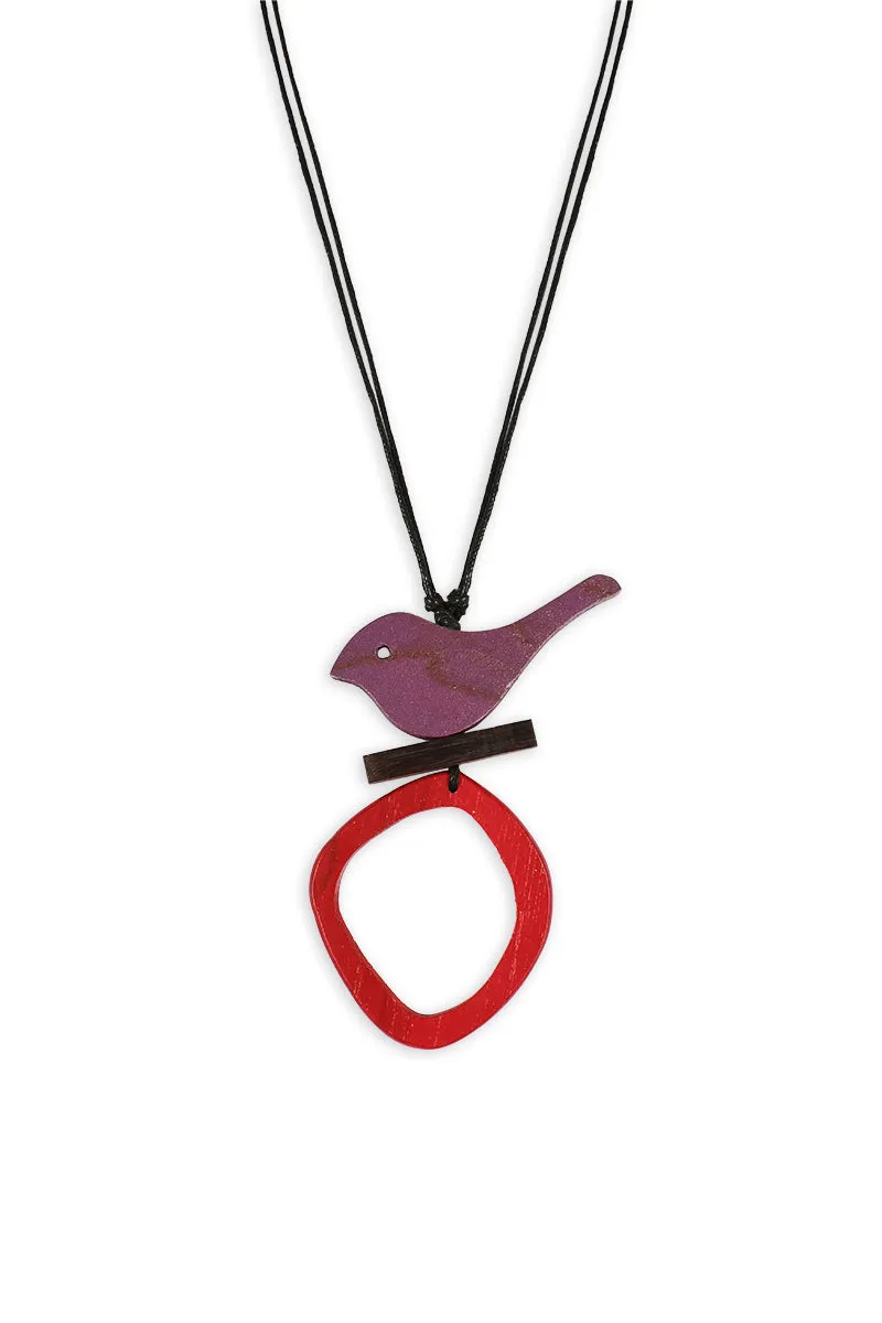 Bird & Loop Wooden Necklace