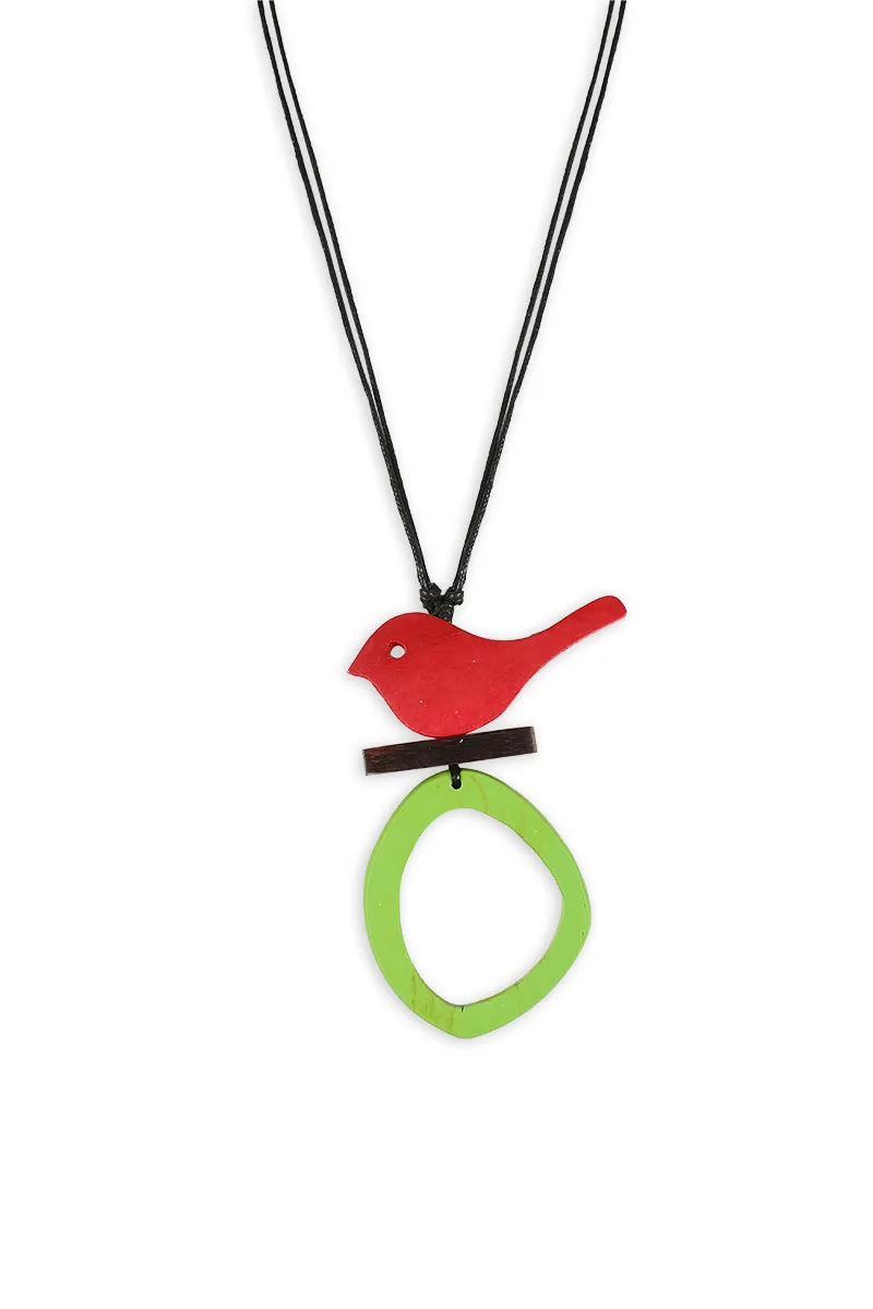 Bird & Loop Wooden Necklace