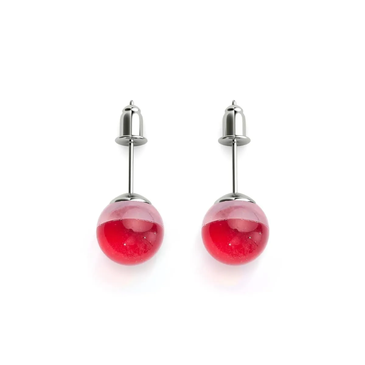 Blood Moon | .925 Sterling Silver | Galaxy Glass Stud Earrings