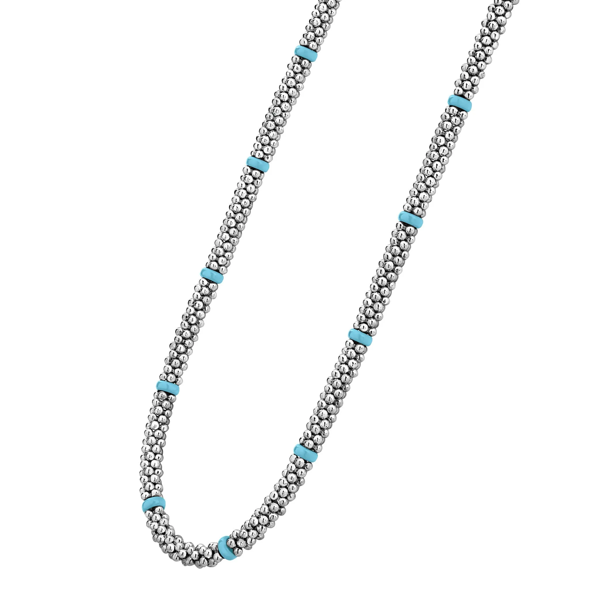 Blue Caviar Ceramic Single Bead Station Caviar Necklace