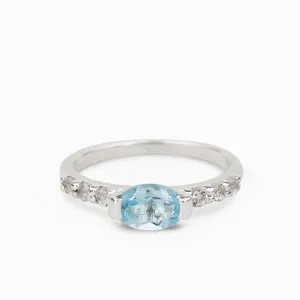 Blue Topaz and White Topaz Ring