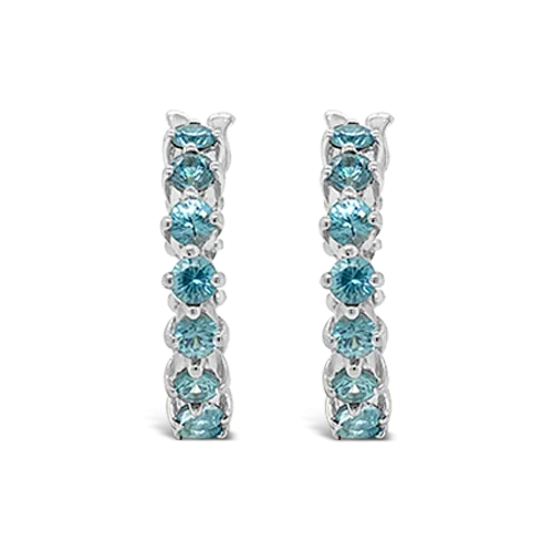 Blue Zircon Hoop Earrings