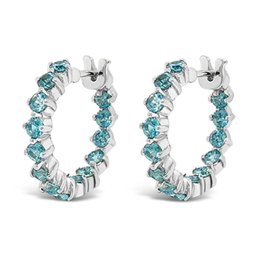 Blue Zircon Hoop Earrings