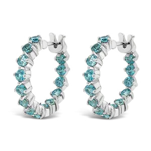 Blue Zircon Hoop Earrings