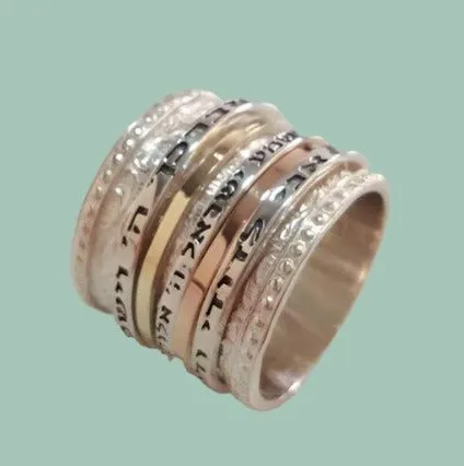 Bluenoemi Spinner Ring Prayer & Poesie bands Silver & Gold