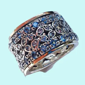 Bluenoemi Spinner Ring, Silver Gold Ring for Woman, Artistic Zircons ring