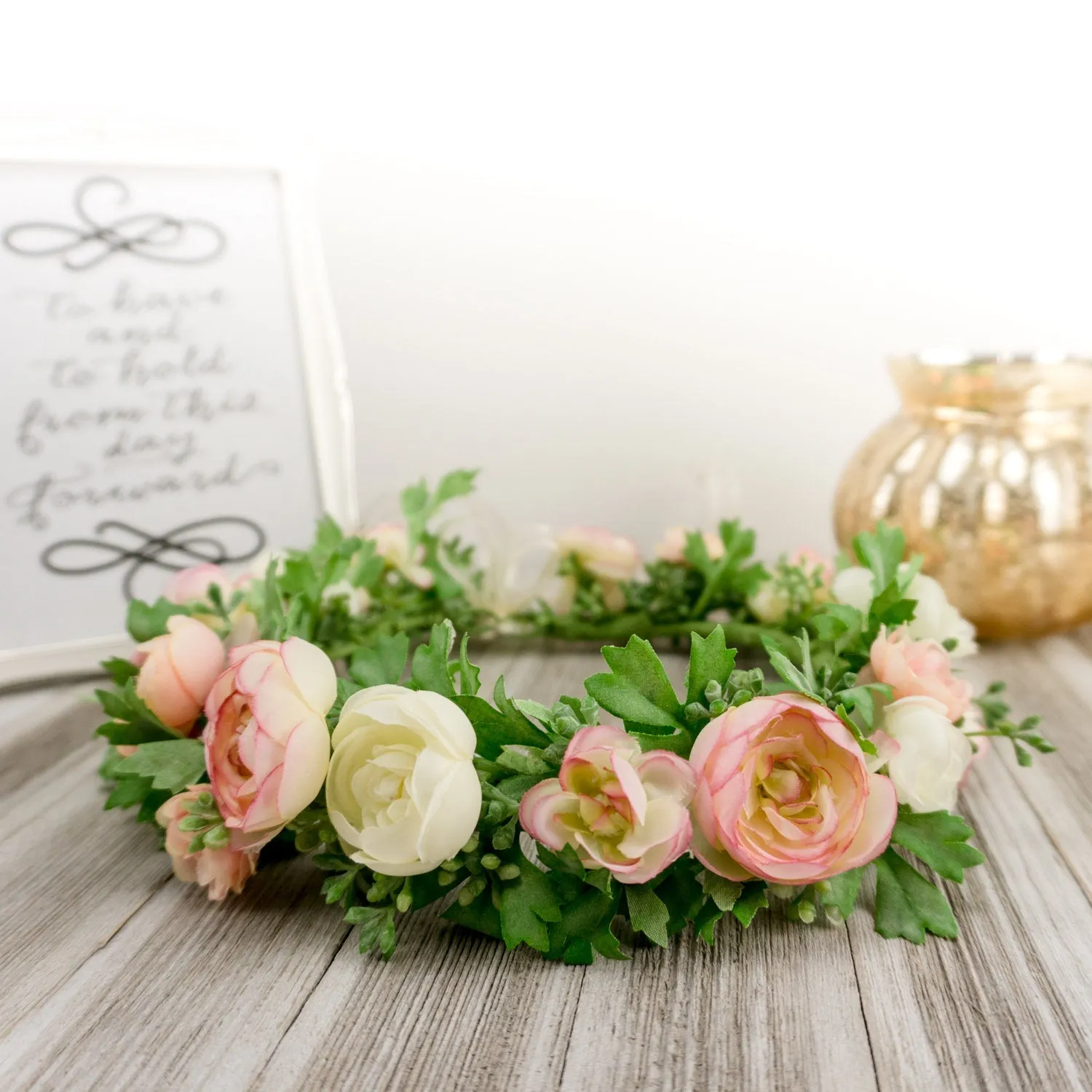 Blush and Ivory Boho Floral Crown