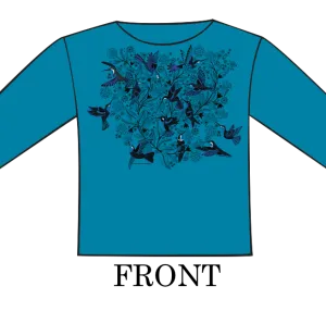 Bouquet of Hummingbirds 3/4 Sleeve Sabaku