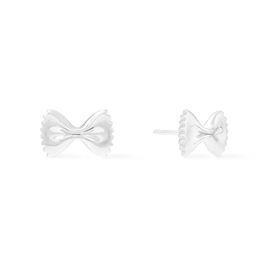 Bow Tie Pasta Silver Stud Earrings