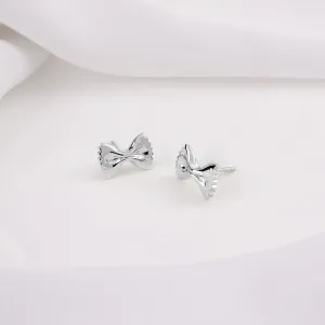 Bow Tie Pasta Silver Stud Earrings