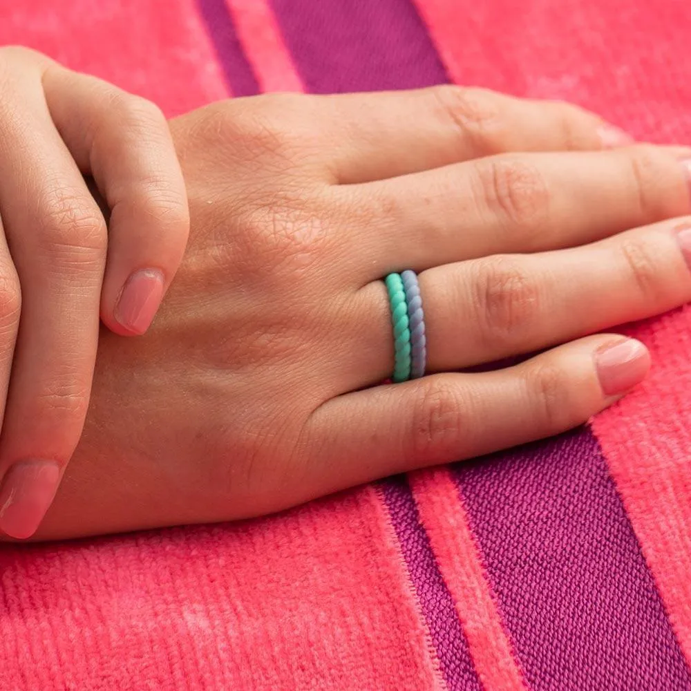 Braided Stackable Silicone Ring - Ocean Breeze