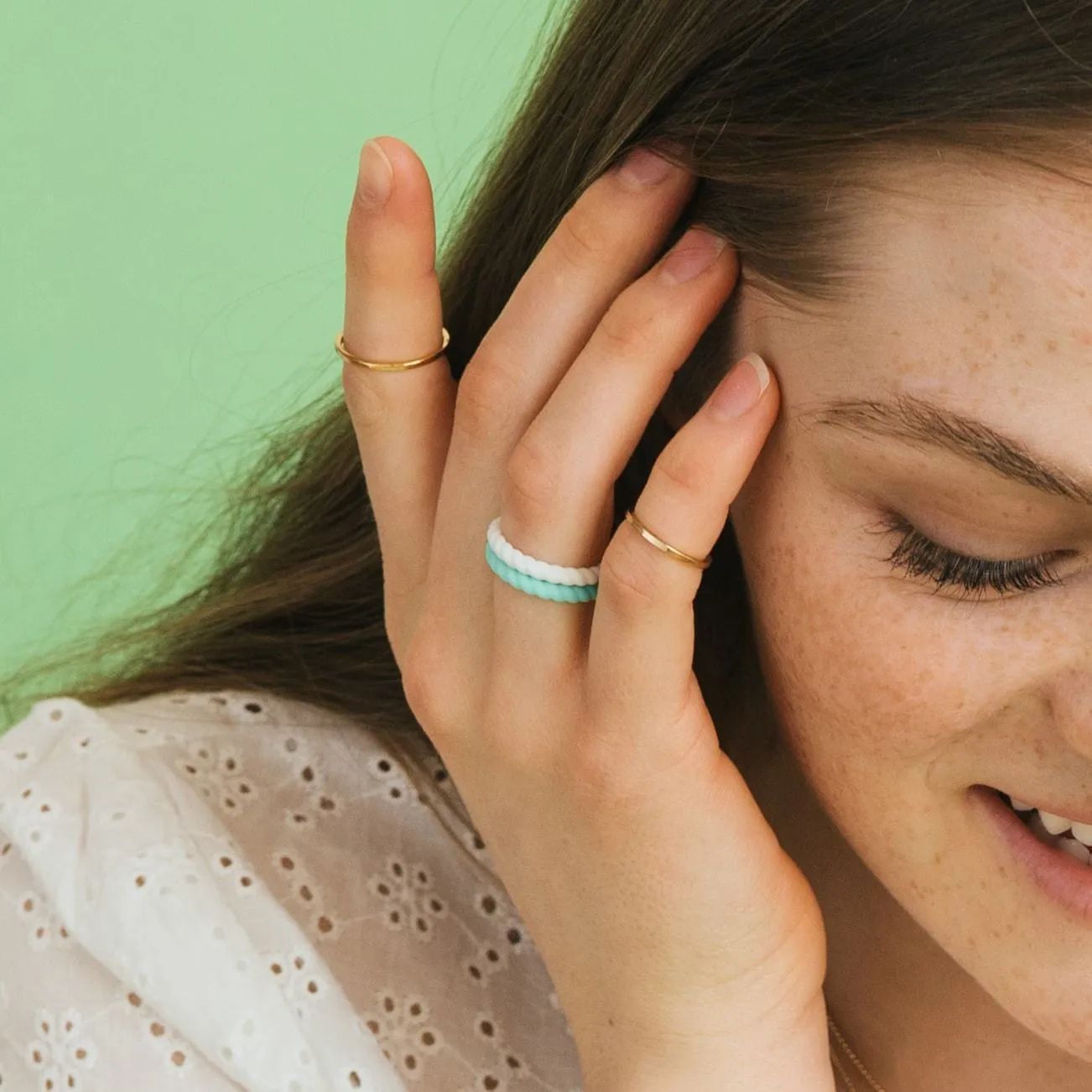 Braided Stackable Silicone Ring - Turquoise