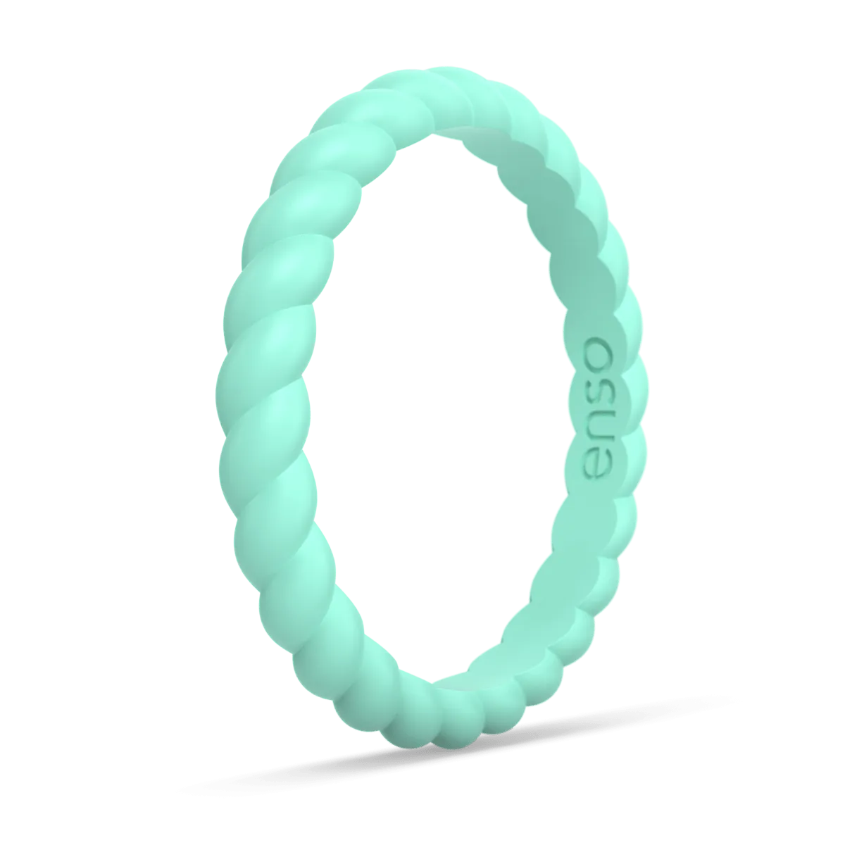 Braided Stackable Silicone Ring - Turquoise