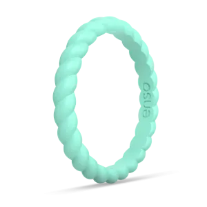 Braided Stackable Silicone Ring - Turquoise