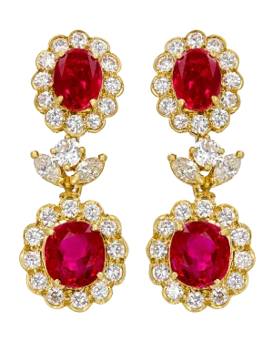 Burma Ruby Earrings, 7.87 Carats