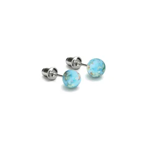 Cerulean | .925 Sterling Silver | Mini Firefly Glass Stud Earrings