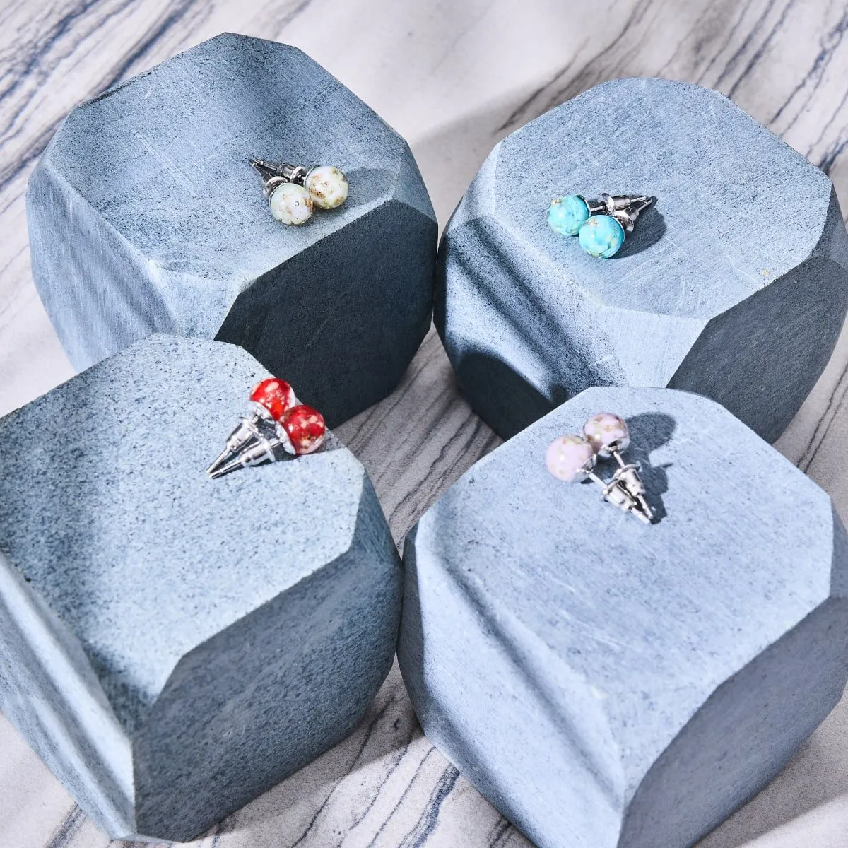 Cerulean | .925 Sterling Silver | Mini Firefly Glass Stud Earrings