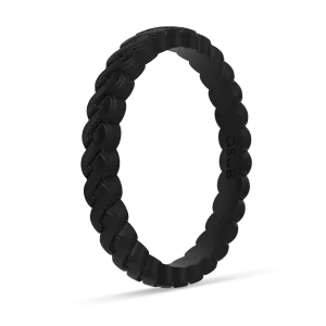 Chain Stackable Silicone Ring - Obsidian