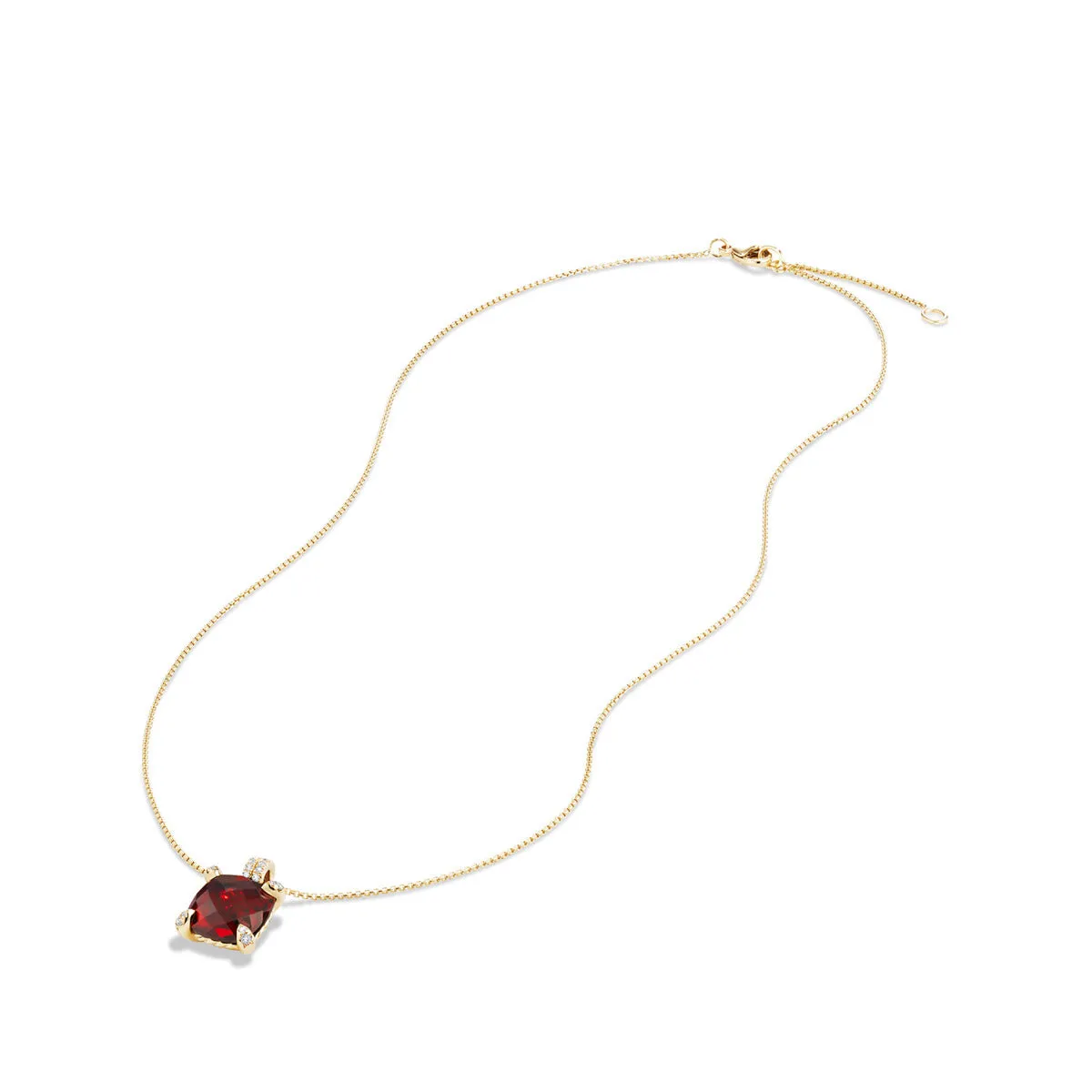 Chatelaine Pendant Necklace with Garnet and Diamonds in 18K Gold