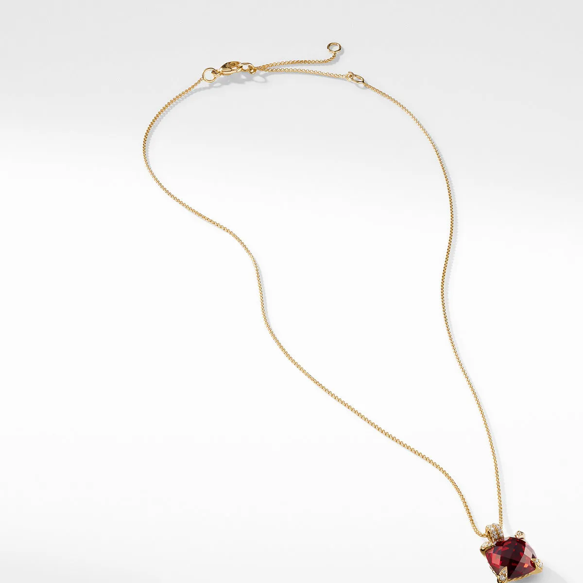 Chatelaine Pendant Necklace with Garnet and Diamonds in 18K Gold