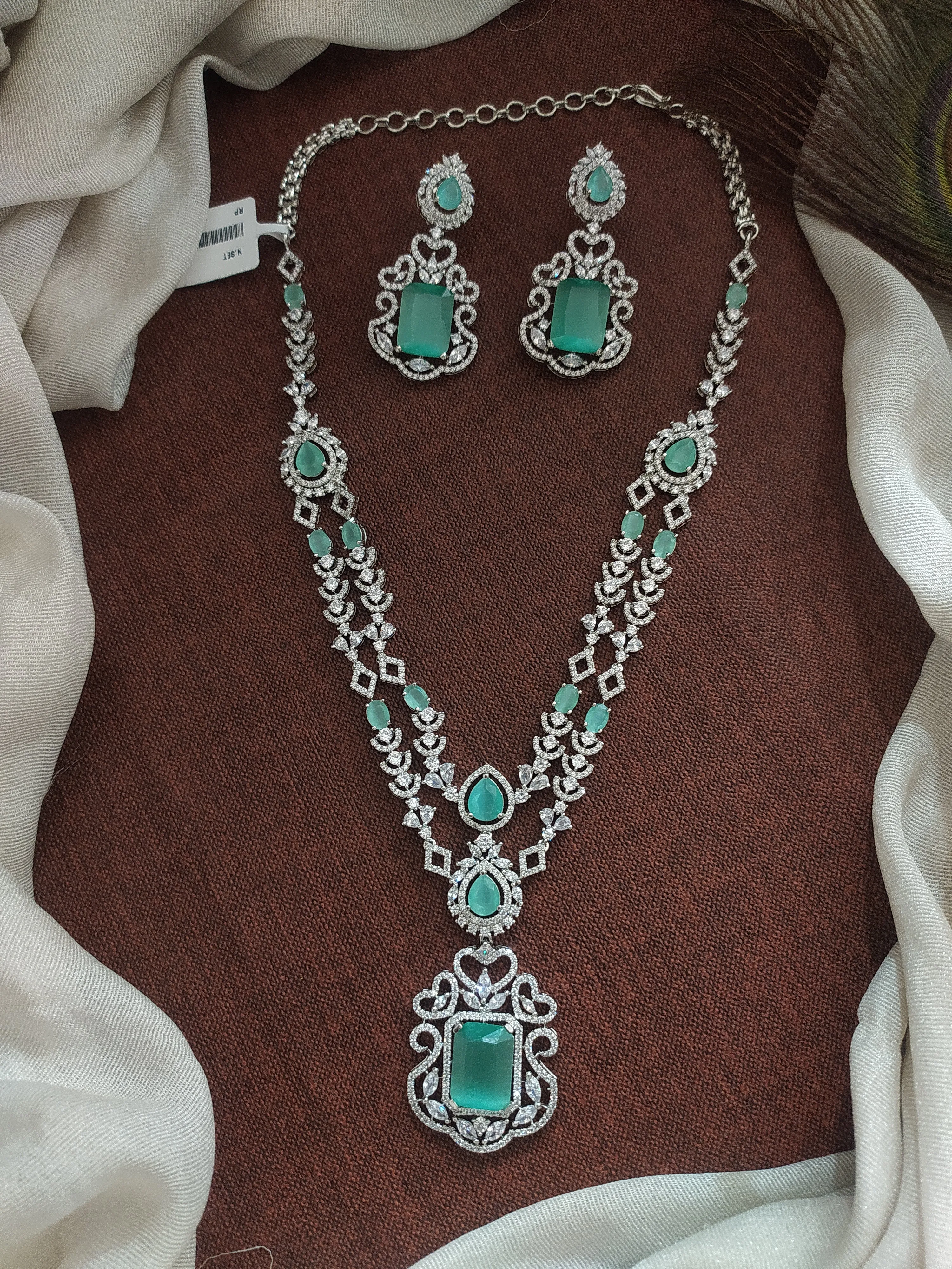 Chic Rhodium Double-Layered Zircon Necklace Set