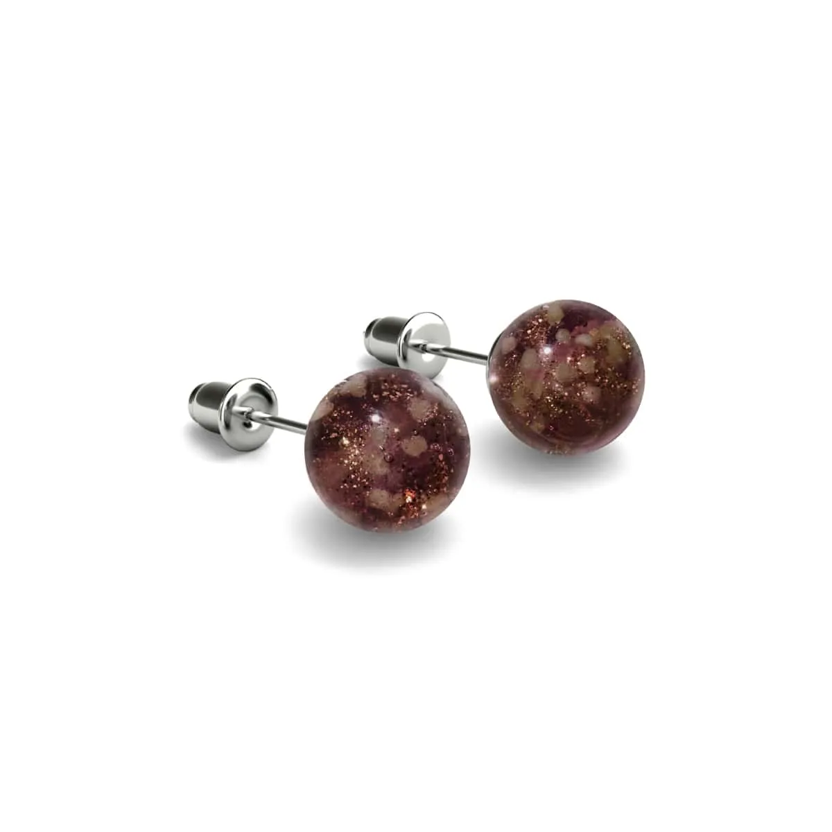 Chocolate | .925 Sterling Silver | Firefly Glass Stud Earrings