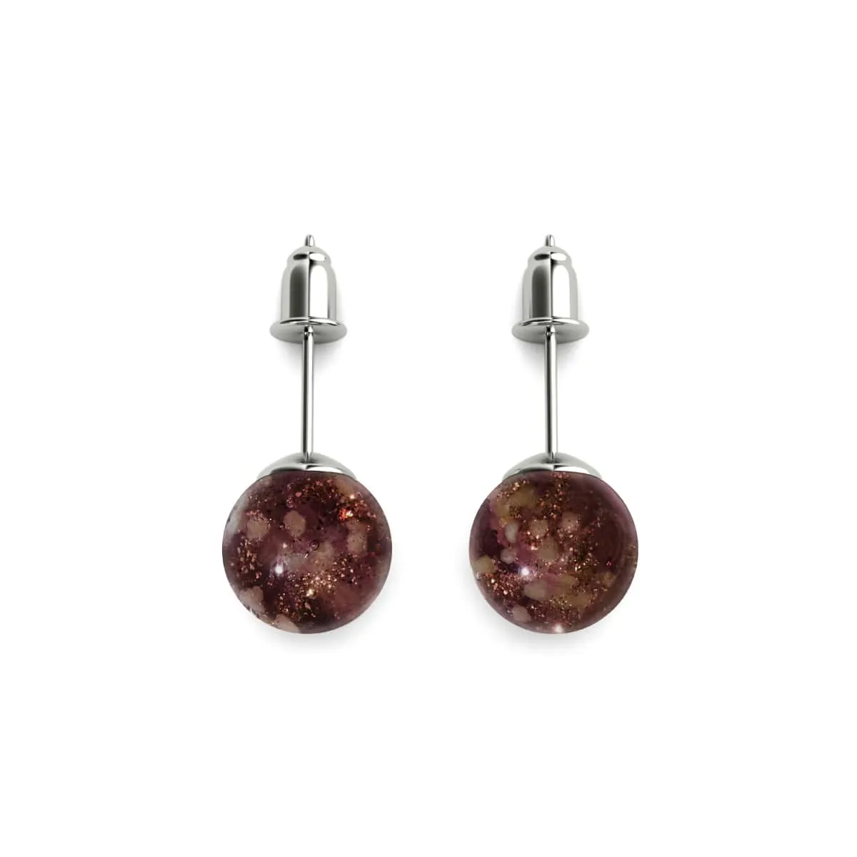 Chocolate | .925 Sterling Silver | Firefly Glass Stud Earrings