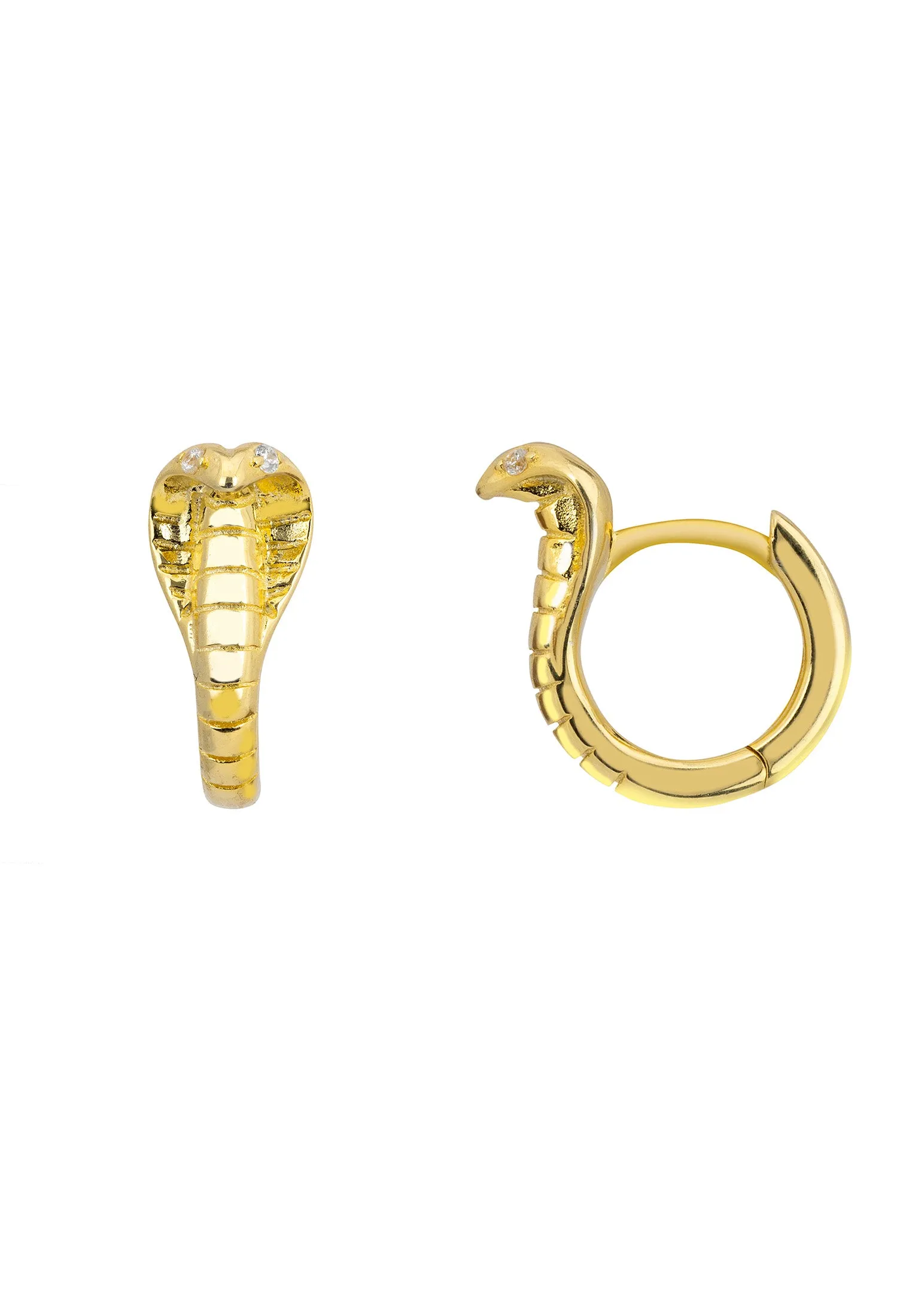 Cobra Huggie Hoop Earrings Gold