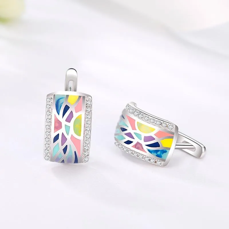 Colorful Sparkling Stud Earrings For Women Clip Earrings Fine Jewelry