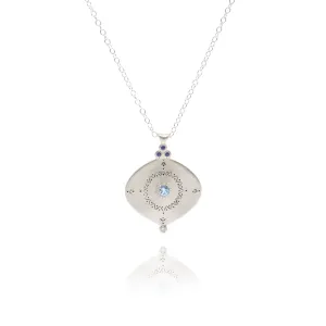 Compass Pendant Necklace in Aquamarine