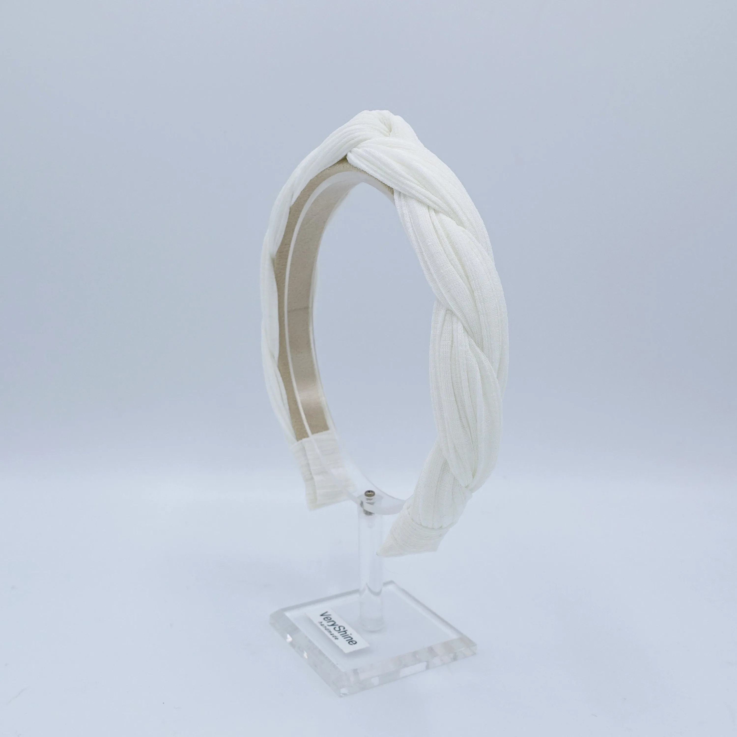 corrugated knit braided pleated cross headband for women