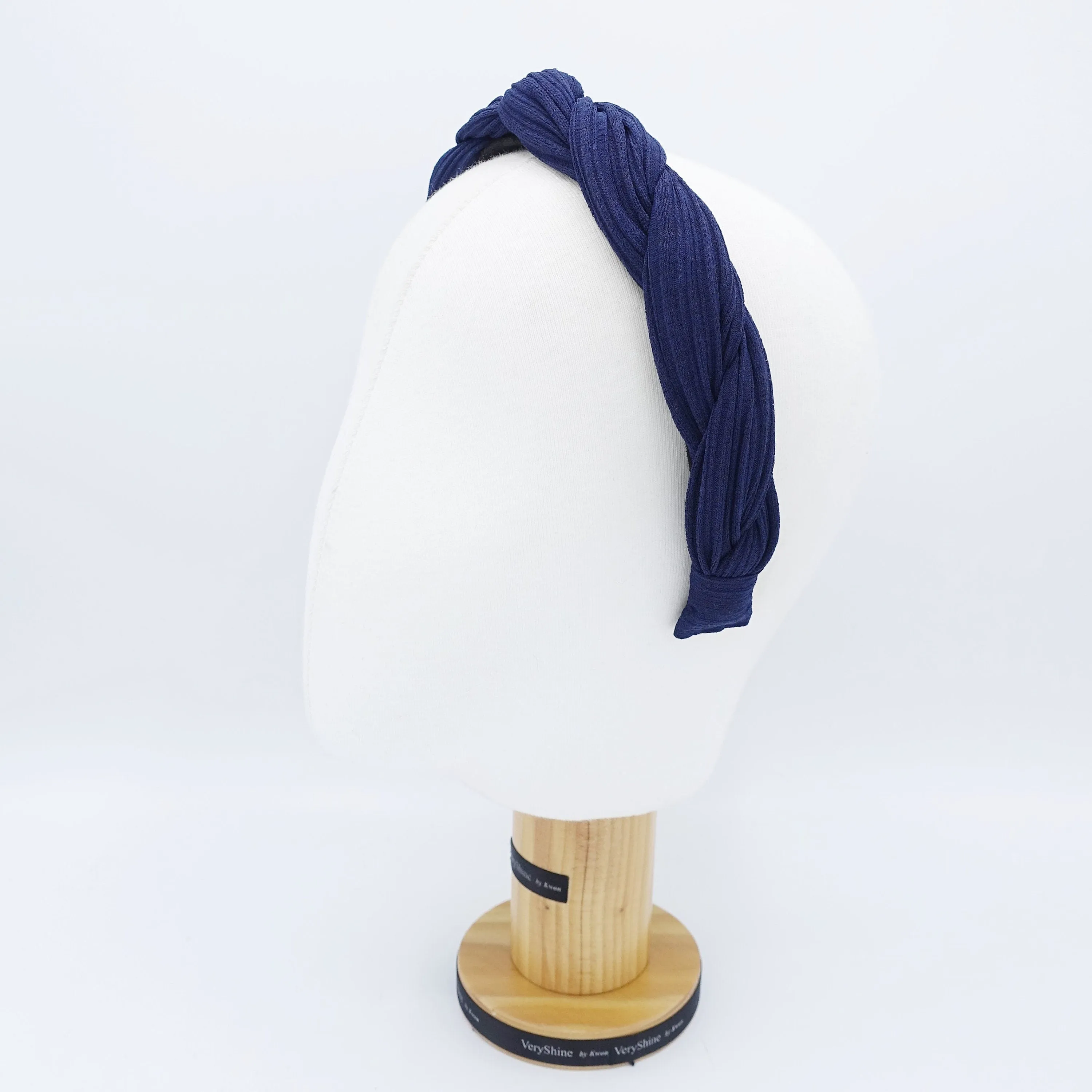 corrugated knit braided pleated cross headband for women