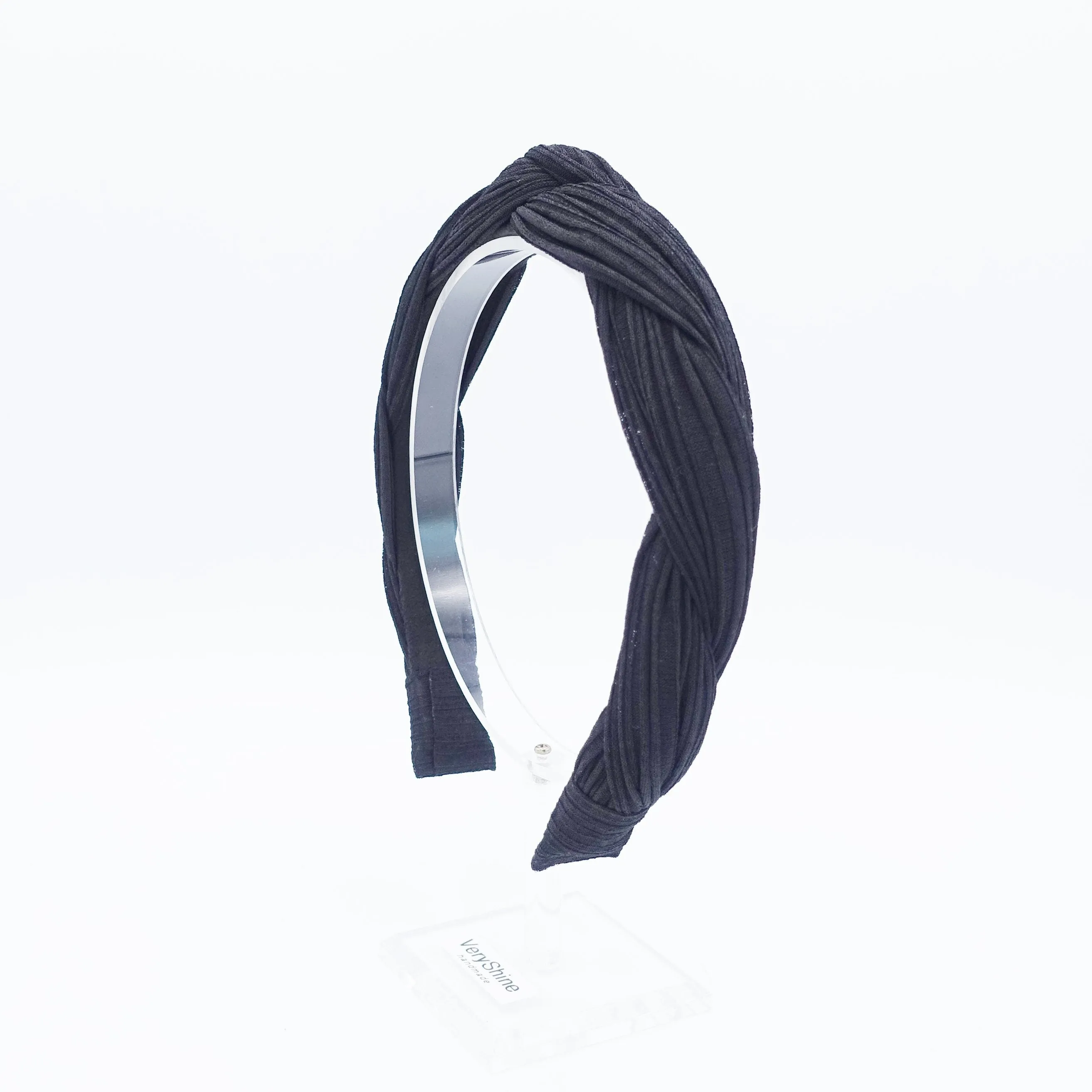 corrugated knit braided pleated cross headband for women