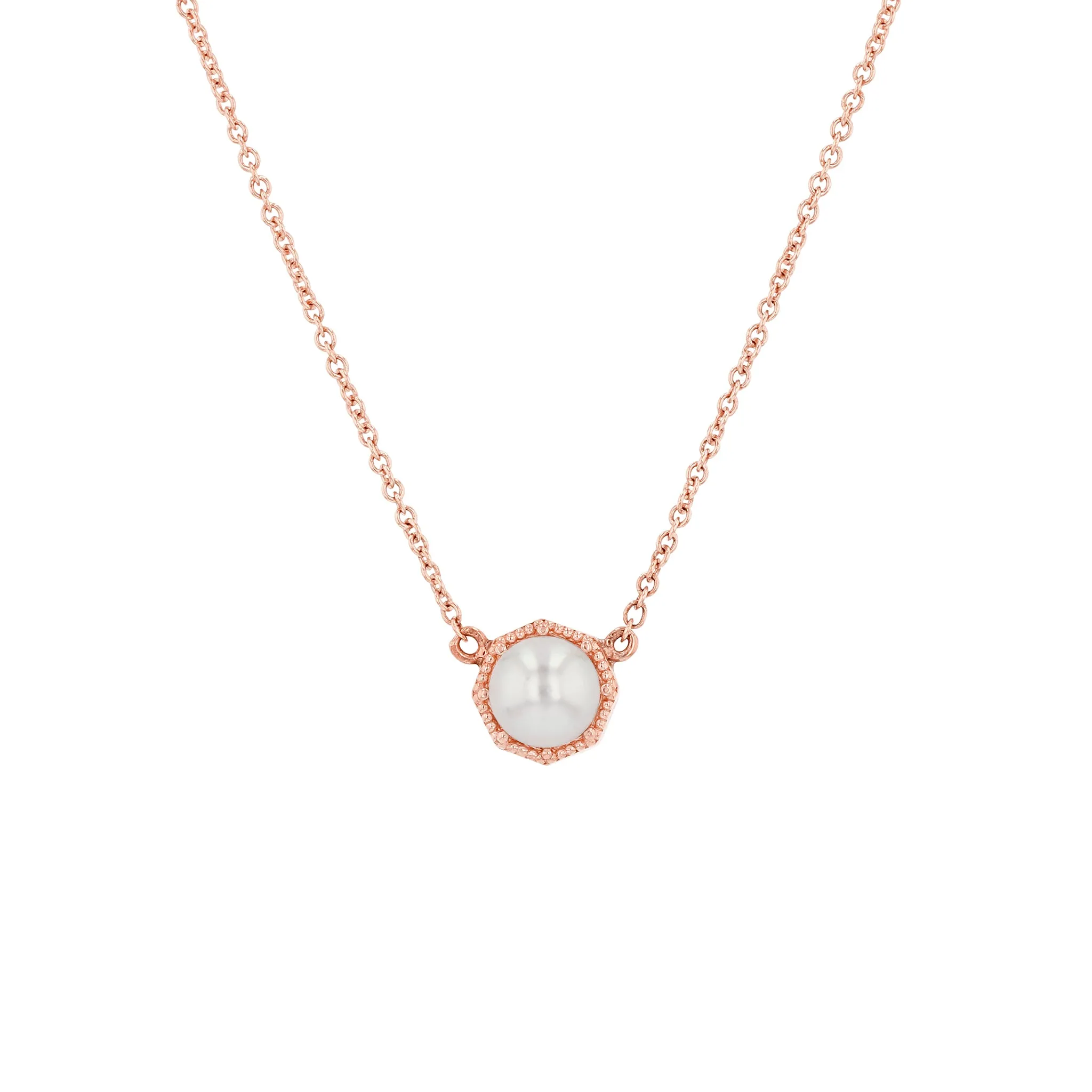 Crown Bezel Pearl Necklace