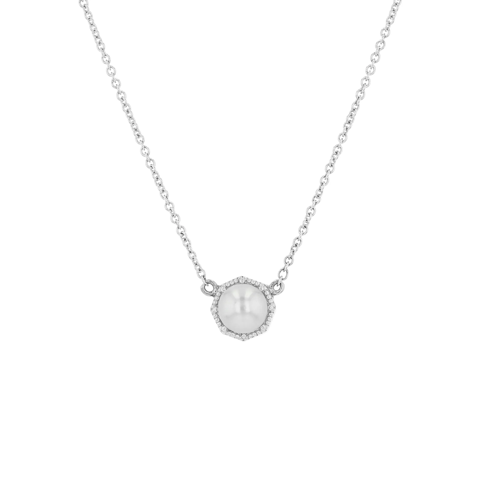 Crown Bezel Pearl Necklace