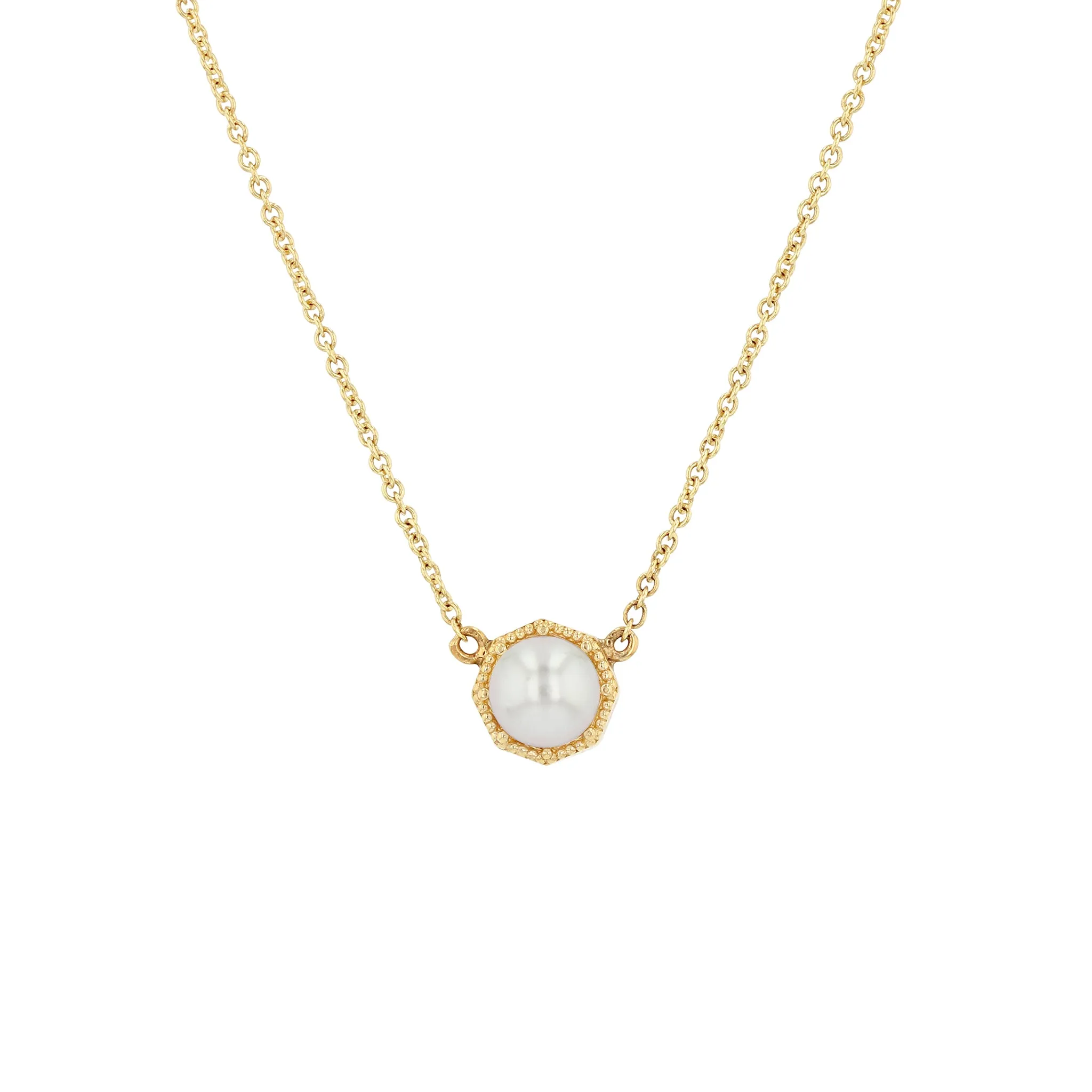 Crown Bezel Pearl Necklace