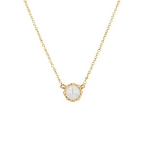 Crown Bezel Pearl Necklace