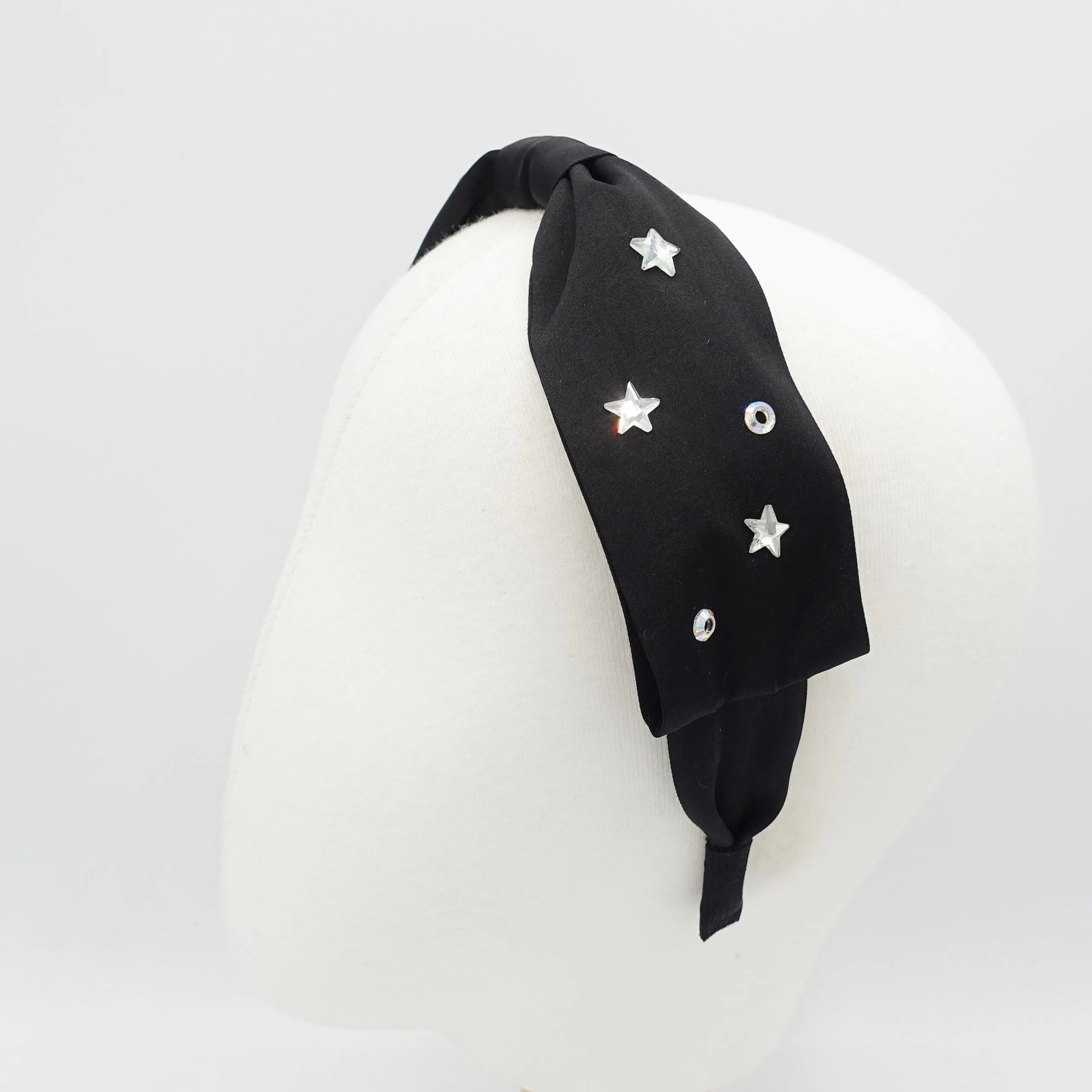 crystal hotfix embellished  black bow tie headband