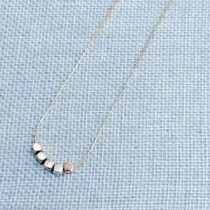 Cute Mixed Metals Rose Gold & Rhodium Beaded Short Necklace